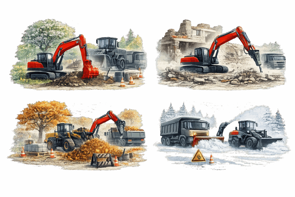 Применение спецтехники в зависимости от сезона