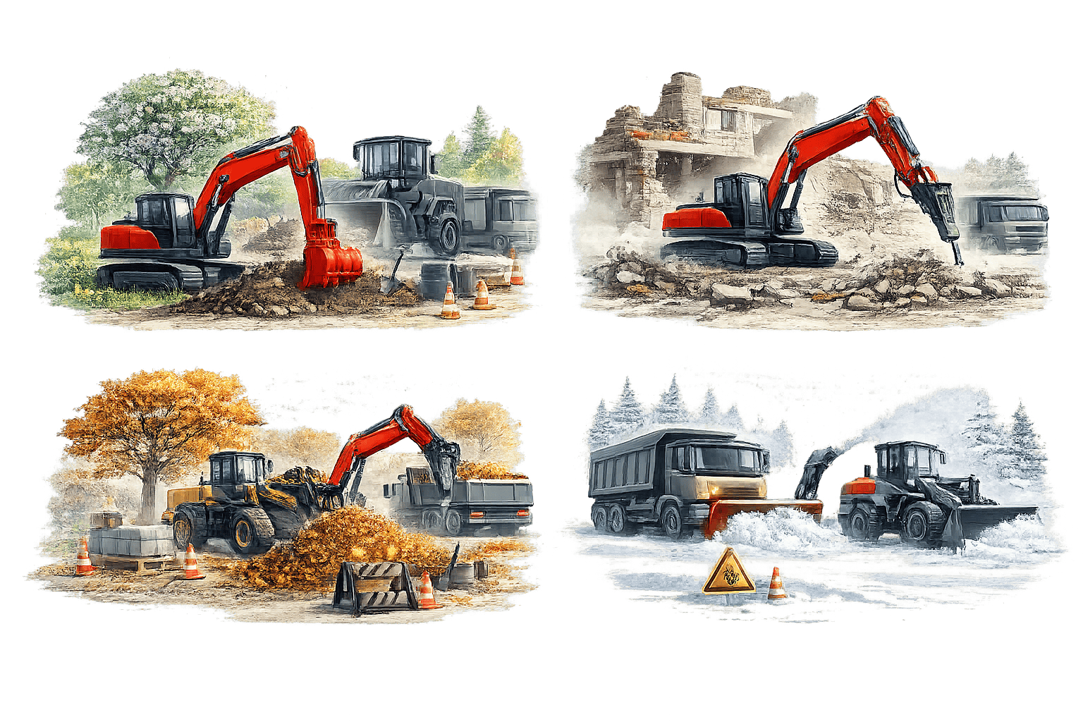 Применение спецтехники в зависимости от сезона